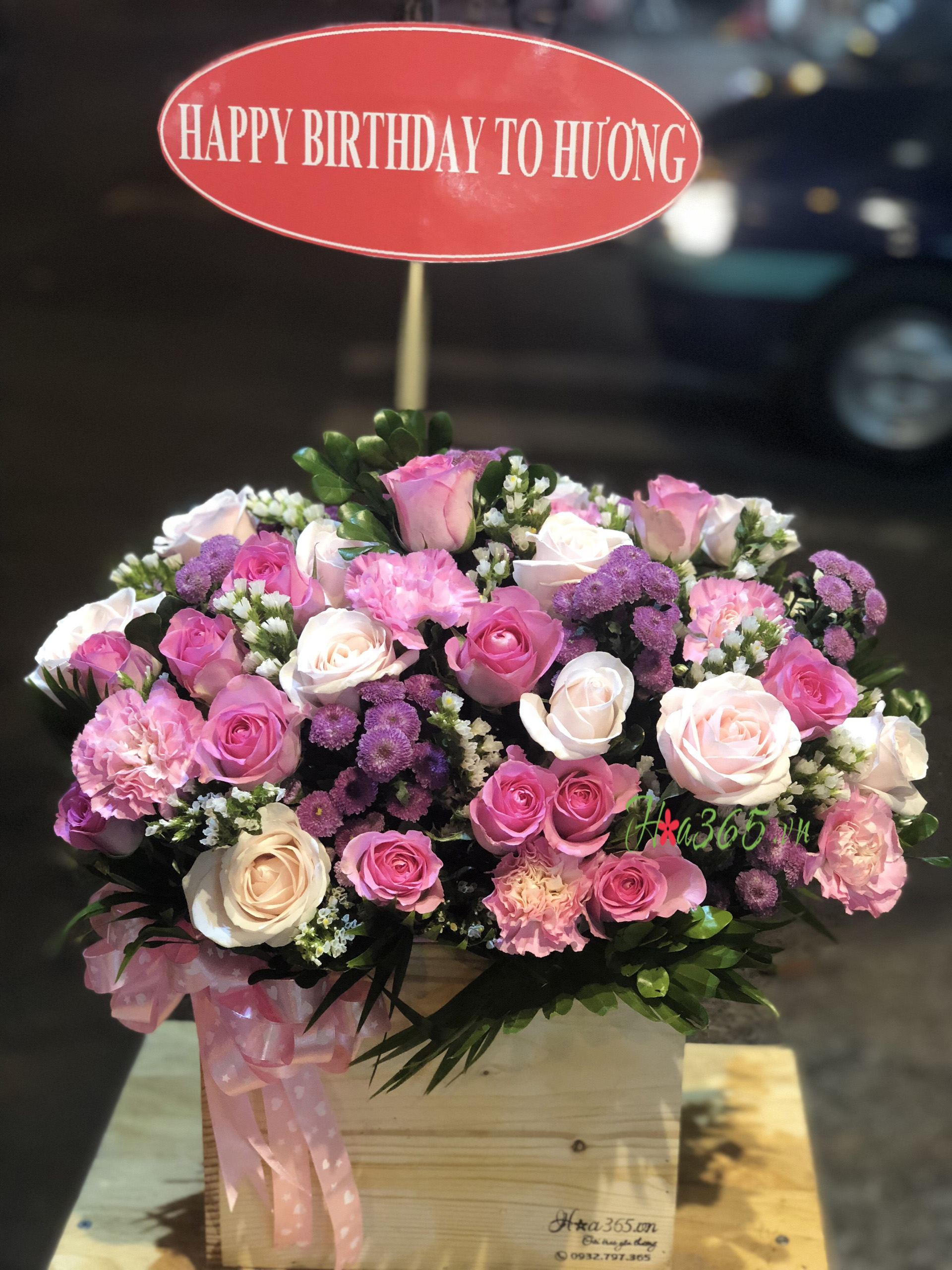 hộp hoa gỗ , hộp hoa sinh nhật đẹp, hộp hoa chúc mừng khai trương