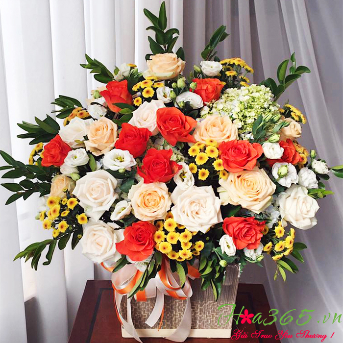 hộp hoa sinh nhật đẹp, hộp hoa khai trương đẹp, hộp hoa mừng khai trương